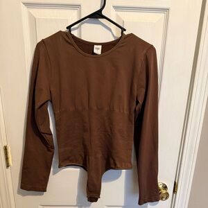 Never Worn SHEIN Brown Snatched Long Sleeve Bodysuit